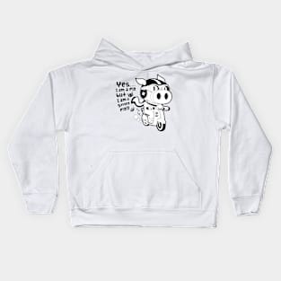 A strong pig ride a scooter 3 Kids Hoodie